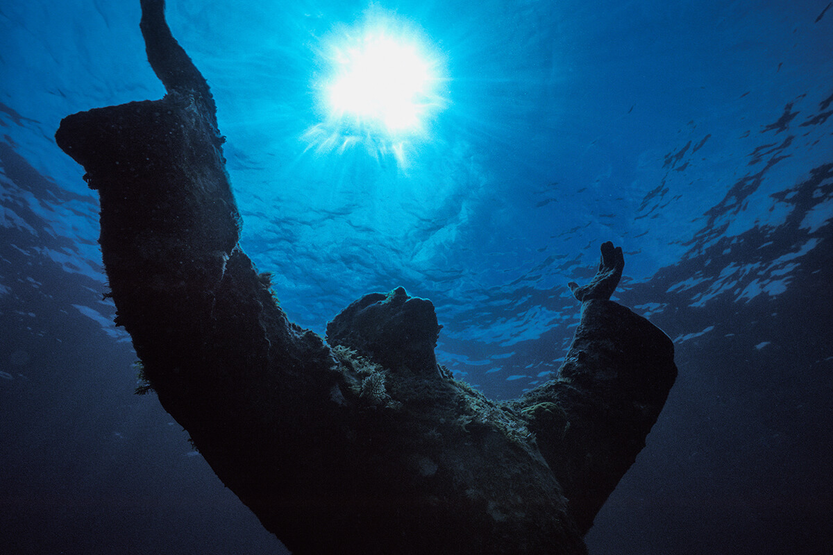 Christ of the Abyss Statue im John Pennekamp Coral Reef State Park auf Key Largo