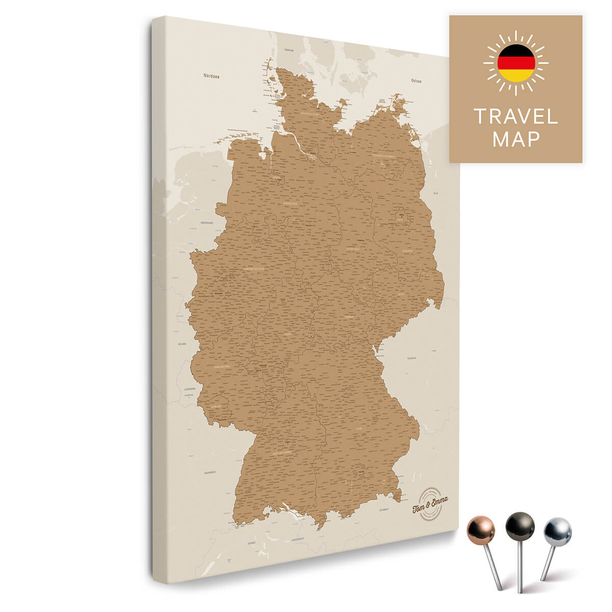 Deutschland-Karte als Pinn-Leinwand kaufen